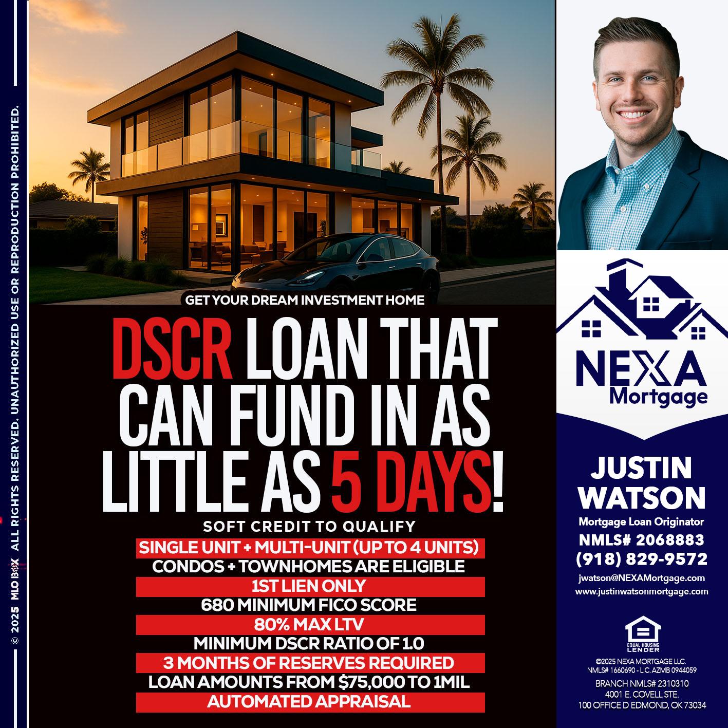 DSCR LOAN - Justin Watson -Mortgage Loan Originator