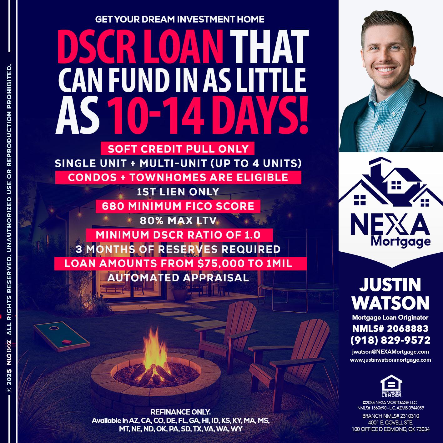 DSCR LOAN - Justin Watson -Mortgage Loan Originator