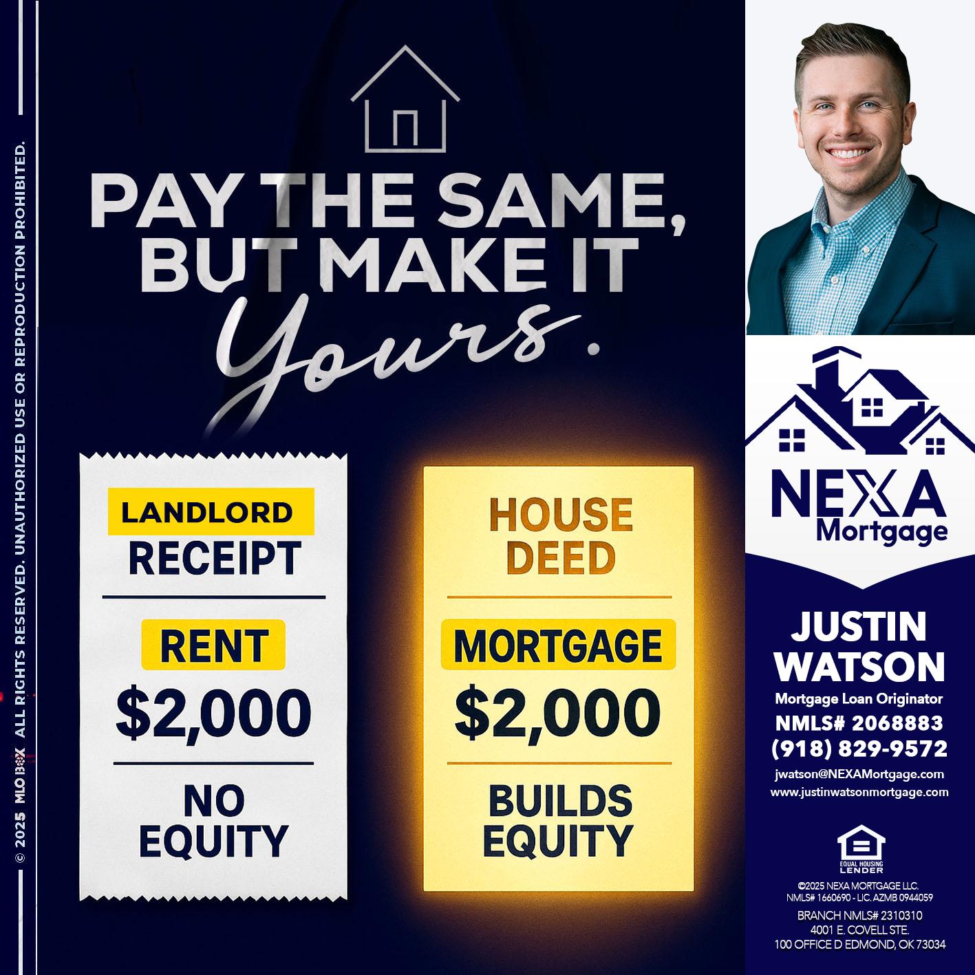 pay the same - Justin Watson -Mortgage Loan Originator