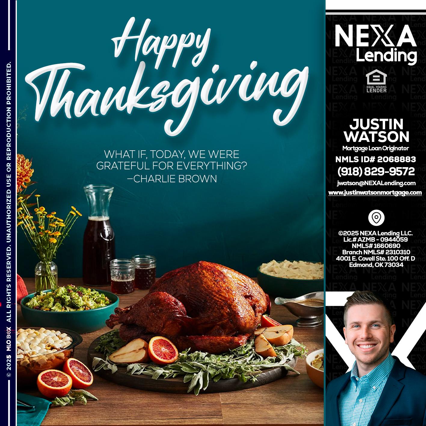 happy Thanksgiving - Justin Watson -Mortgage Loan Originator
