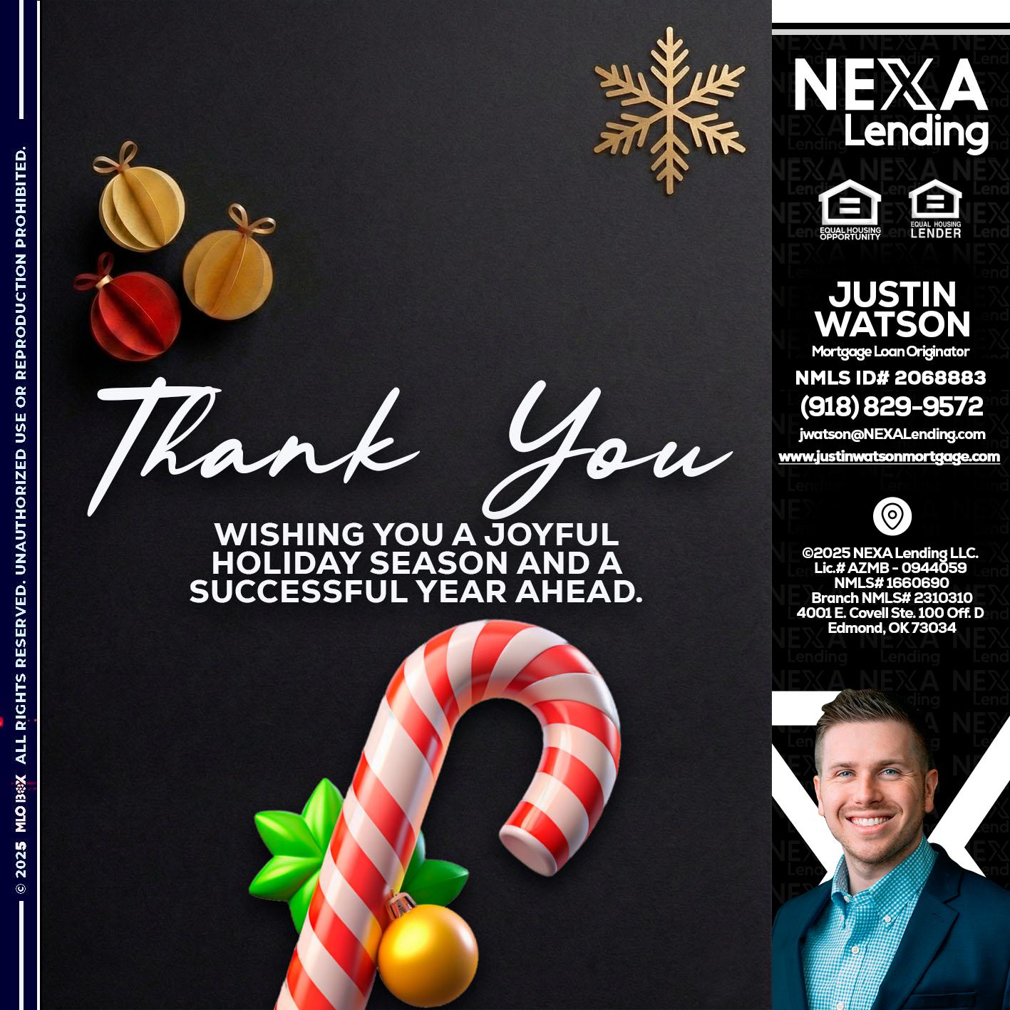THANK YOU - Justin Watson -Mortgage Loan Originator