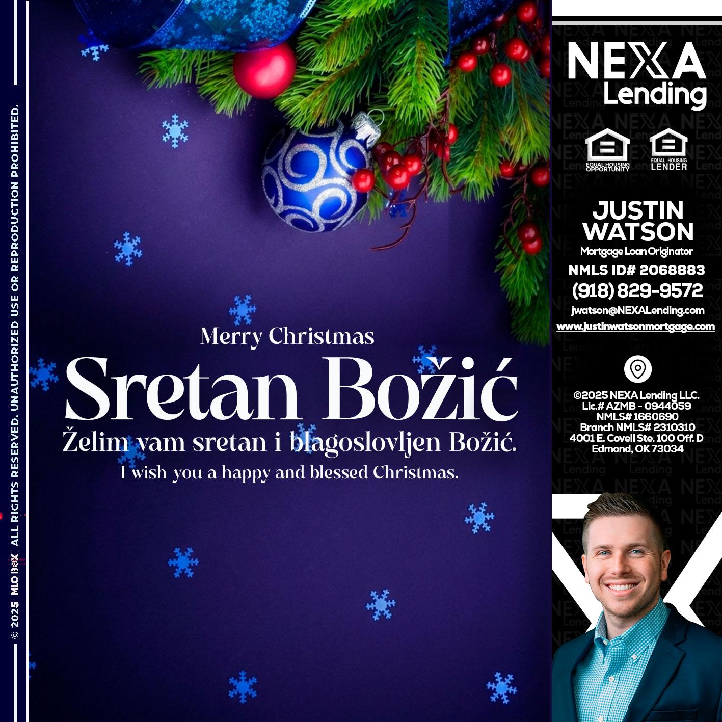 Sretan Božić - Justin Watson -Mortgage Loan Originator