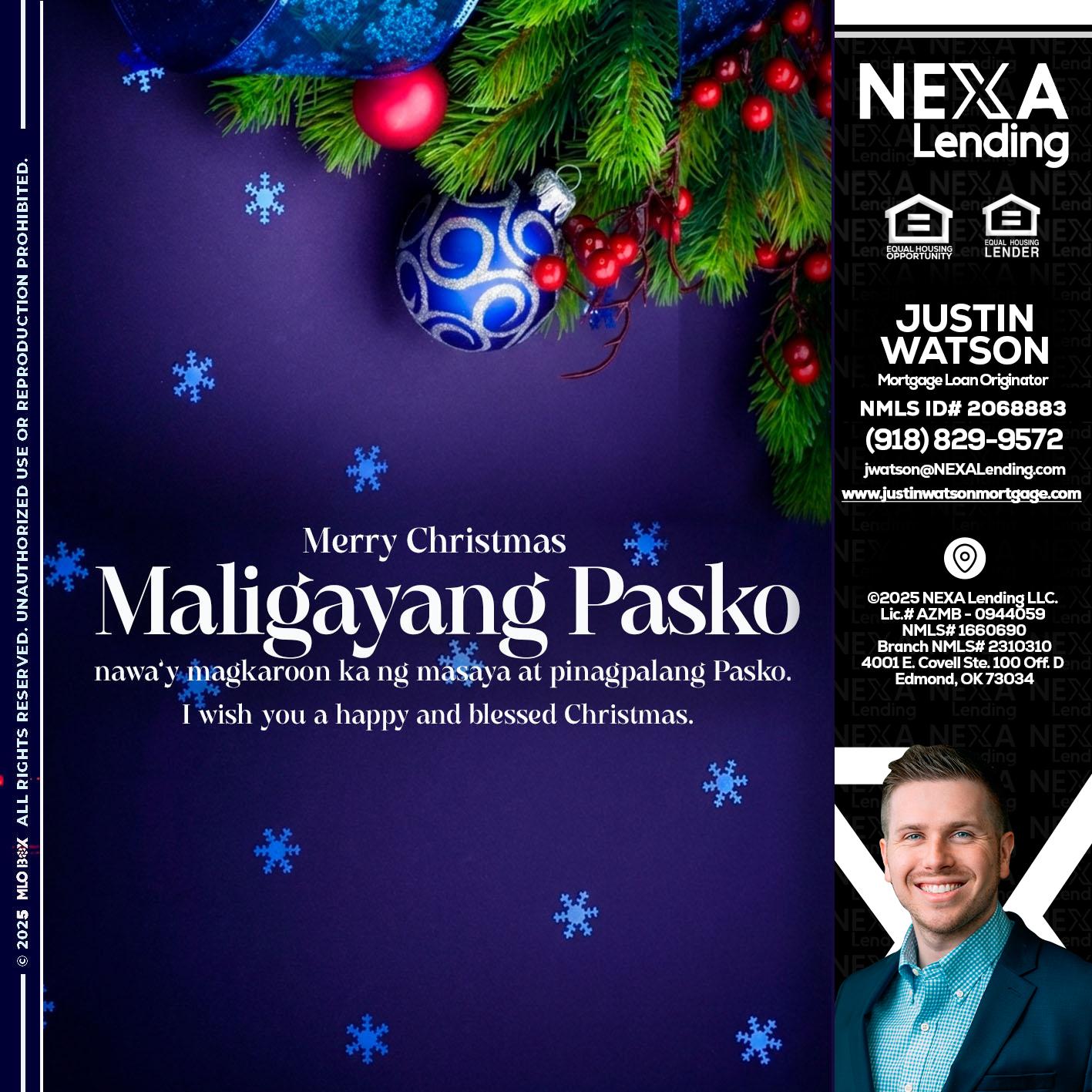 Maligayang Pasko - Justin Watson -Mortgage Loan Originator