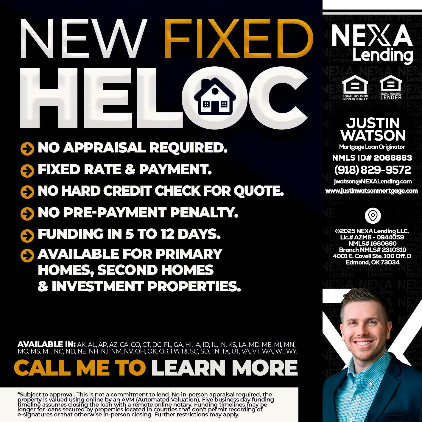 HELOC - Justin Watson -Mortgage Loan Originator