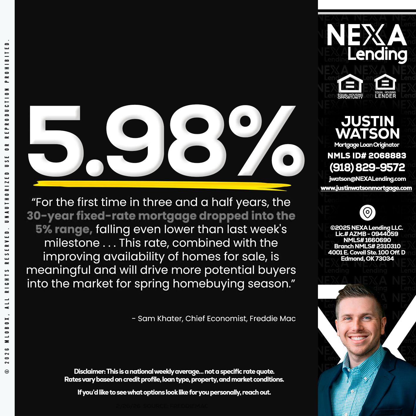 5.98% - Justin Watson -Mortgage Loan Originator