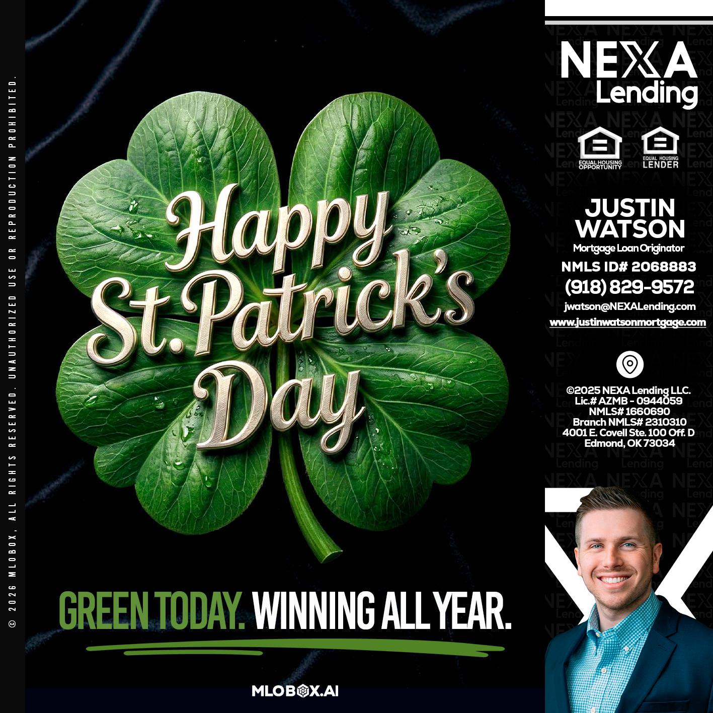 happy st. Patricks day - Justin Watson -Mortgage Loan Originator