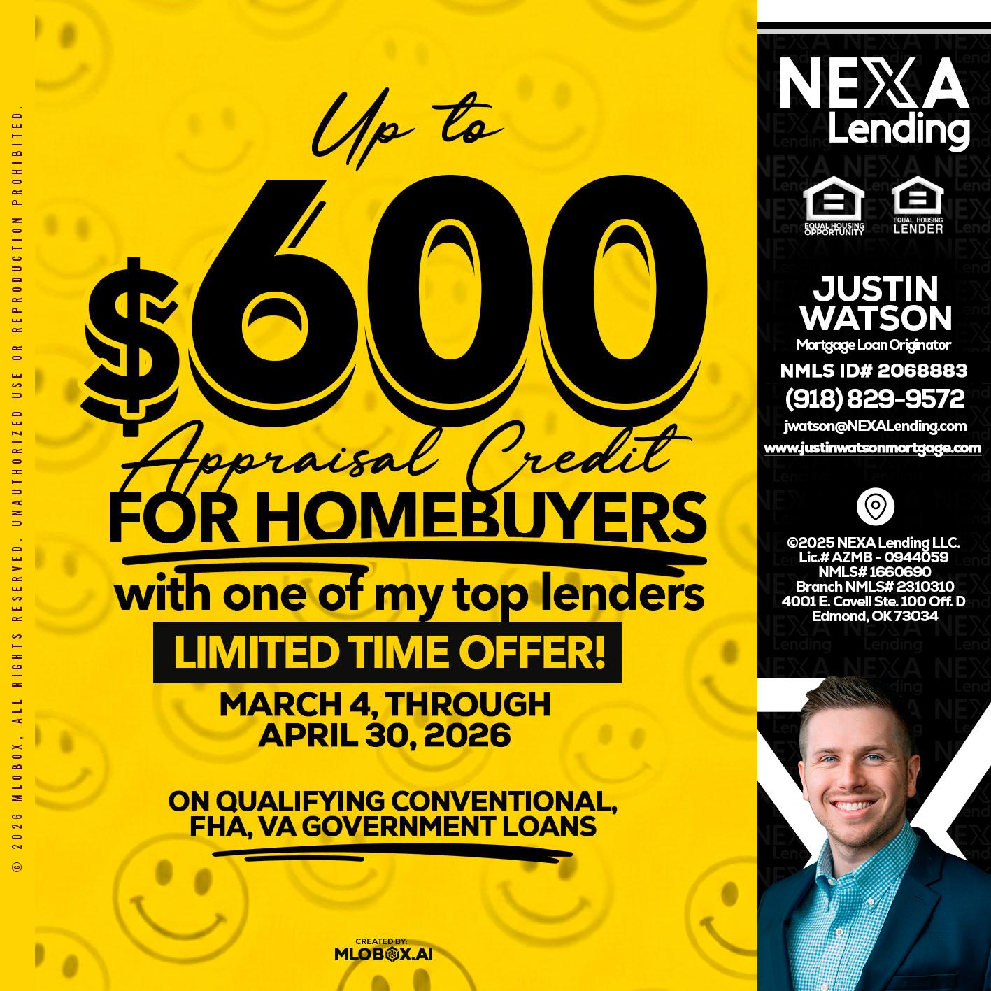 UP TO 600 - Justin Watson -Mortgage Loan Originator