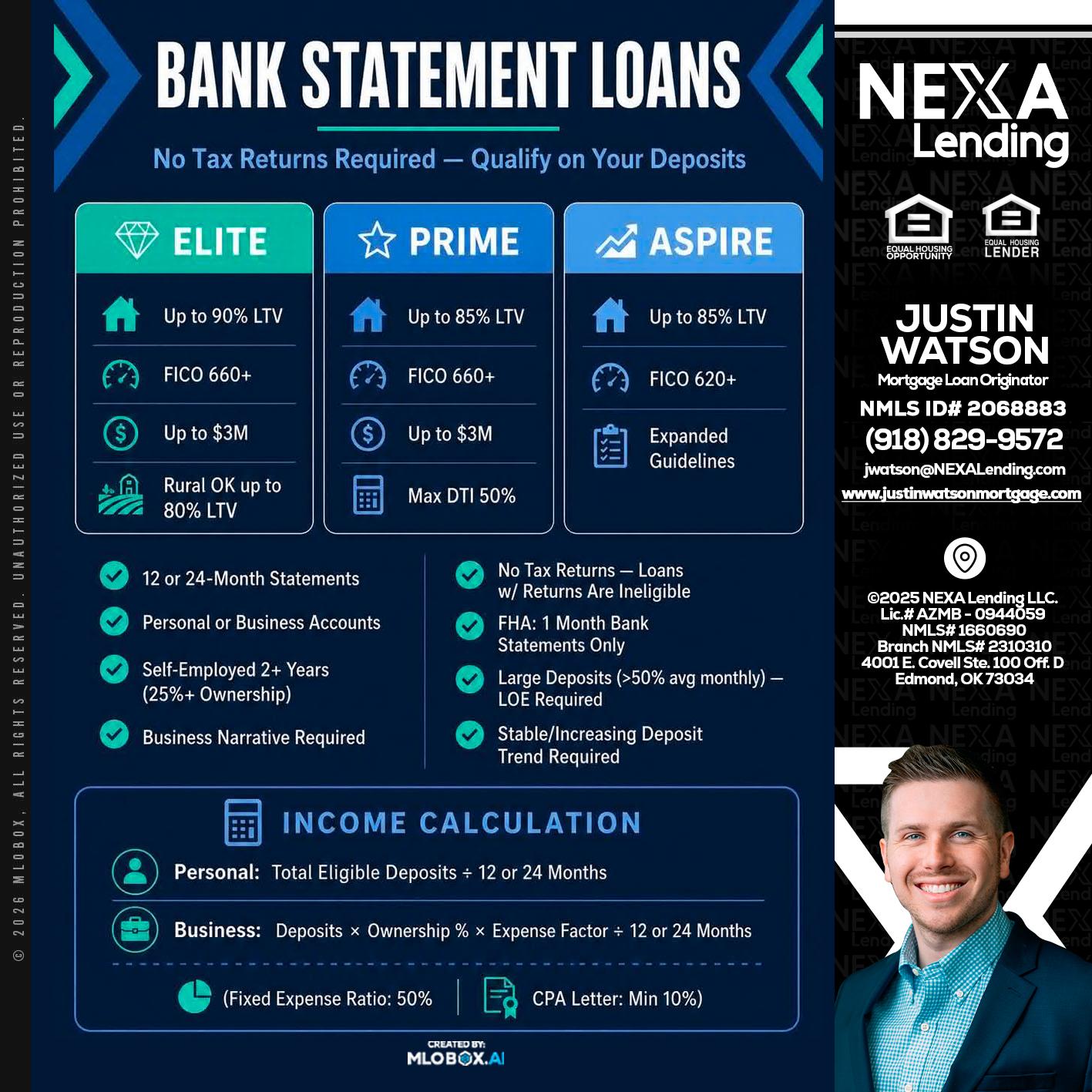 BANK STATEMENT - Justin Watson -Mortgage Loan Originator
