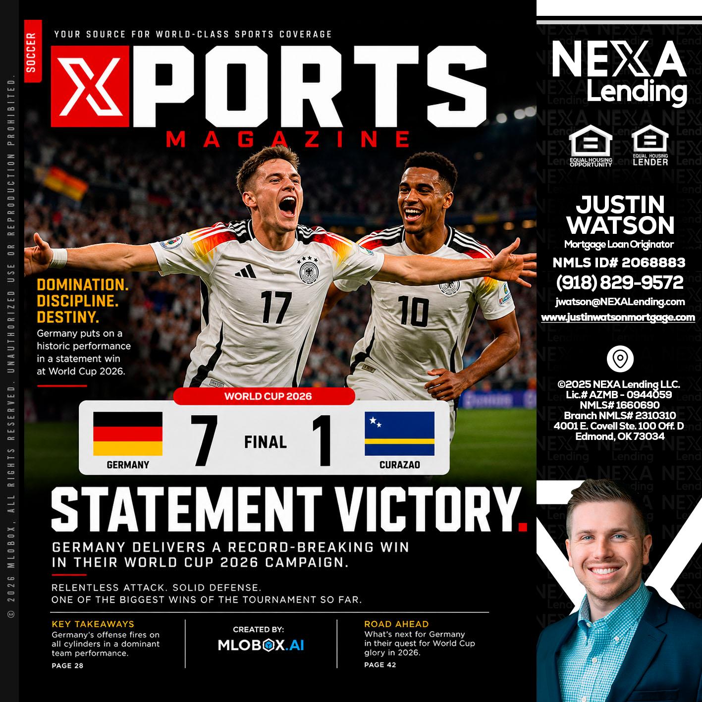 GERMANY VS CURASSAO (7-1) - Justin Watson -Mortgage Loan Originator